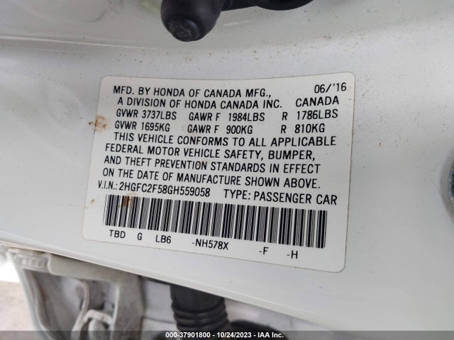 Honda Civic Sedan Lx 2016 2HGFC2F58GH559058 Image 9