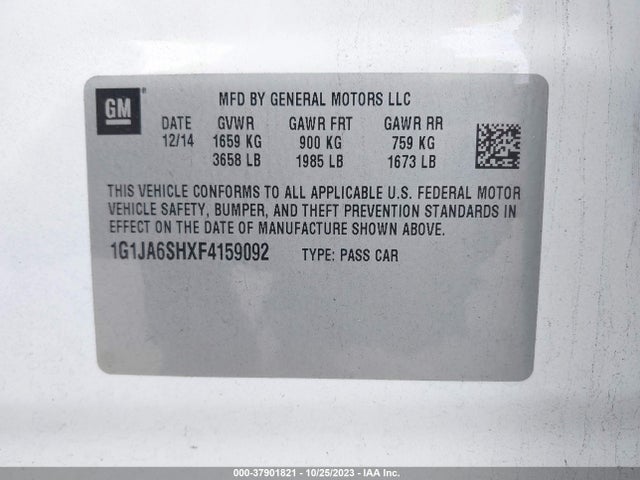 Chevrolet SONIC LS 2015 1G1JA6SHXF4159092 Image 9