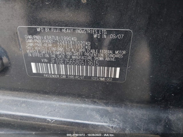 2008 SUBARU IMPREZA SEDAN JF1GE75658G513615 Photo 8