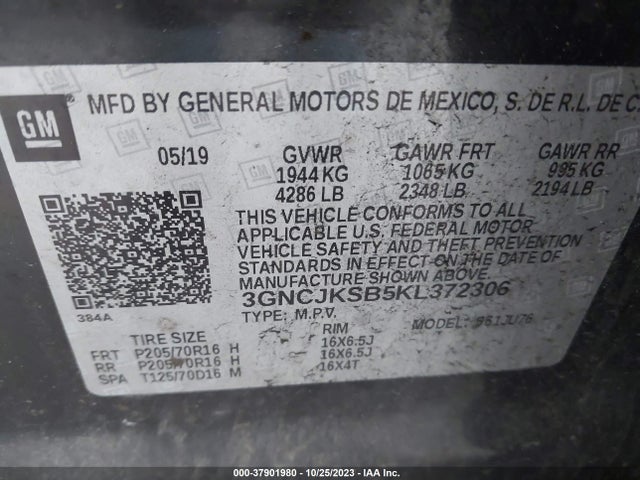 Chevrolet TRAX LS 2019 3GNCJKSB5KL372306 Image 9