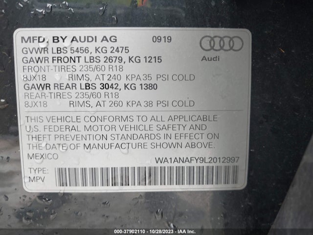 WA1ANAFY9L2012997 Audi Q5 Premium 45 Tfsi Quattro S Tronic/titanium Premium 45 Tfsi Quattro S Tronic