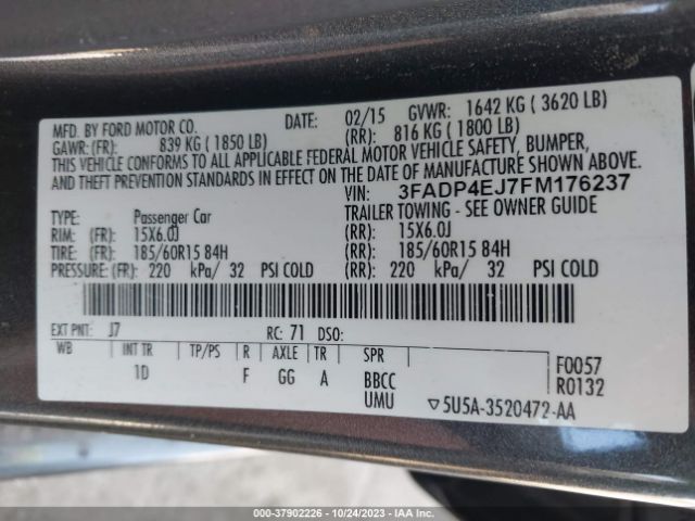 3FADP4EJ7FM176237 Ford FIESTA SE