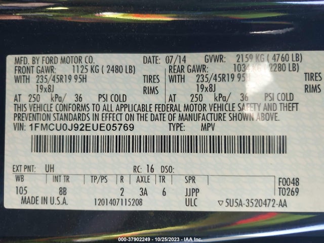 Ford Escape Titanium 2014 1FMCU0J92EUE05769 Image 9