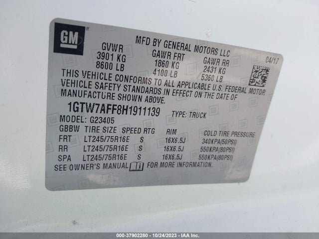 GMC Savana 2500 Work Van 2017 1GTW7AFF8H1911139 Image 9