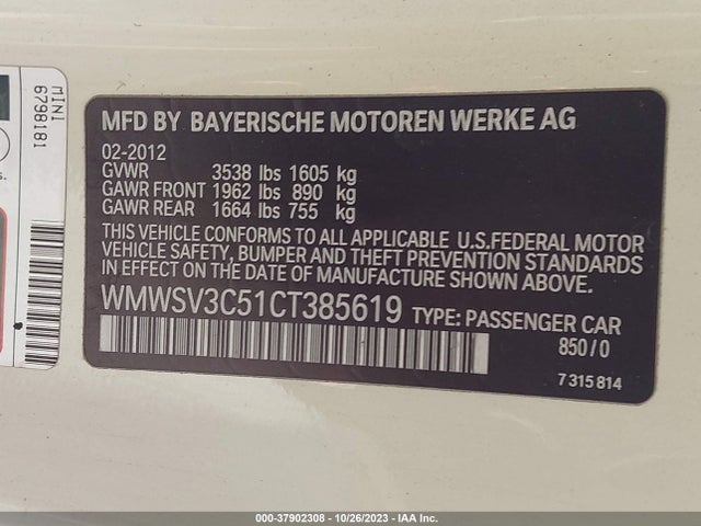 2012 MINI COOPER S WMWSV3C51CT385619 Photo 8