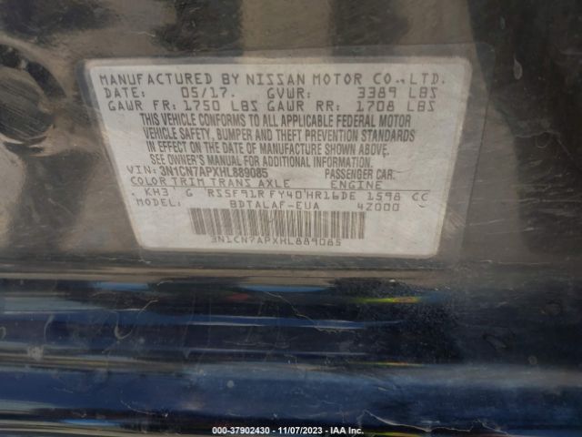 3N1CN7APXHL889085 Nissan Versa Sedan S