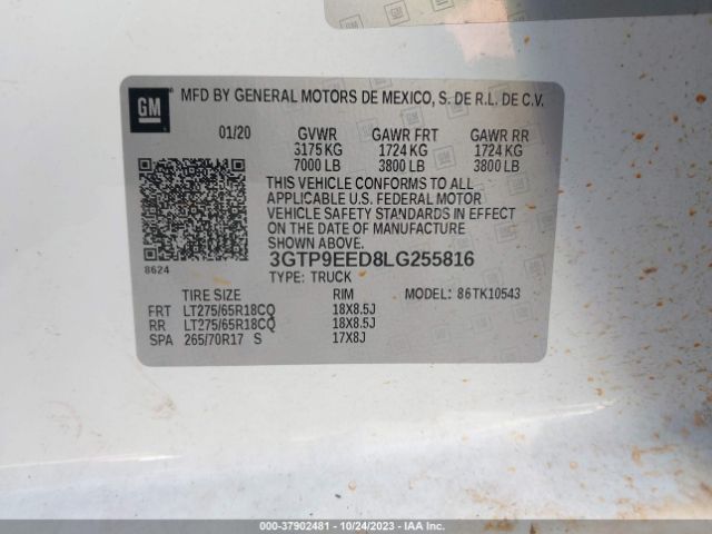 3GTP9EED8LG255816 GMC Sierra 1500 At4