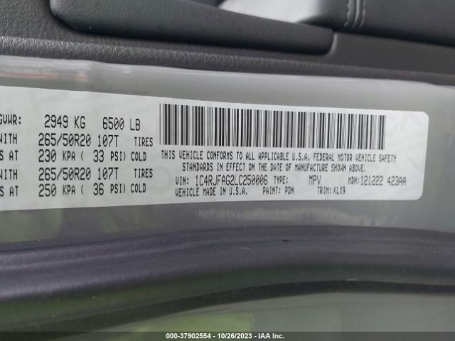 1C4RJFAG2LC250006 Jeep Grand Cherokee Altitude