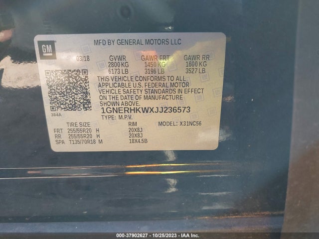 Chevrolet Traverse 3lt 2018 1GNERHKWXJJ236573 Image 9