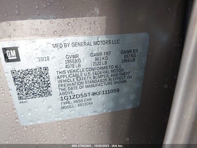 Chevrolet MALIBU LT 2019 1G1ZD5ST4KF111059 Image 9