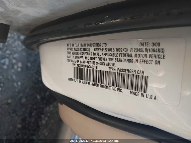 2000 SUBARU OUTBACK LIMITED VIN: 4S3BH6865Y7653181