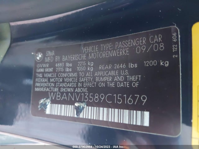 Продаж на аукціоні авто 2009 Bmw 5 Series 528i Xdrive, vin: WBANV13589C151679, номер лоту: 37902984
