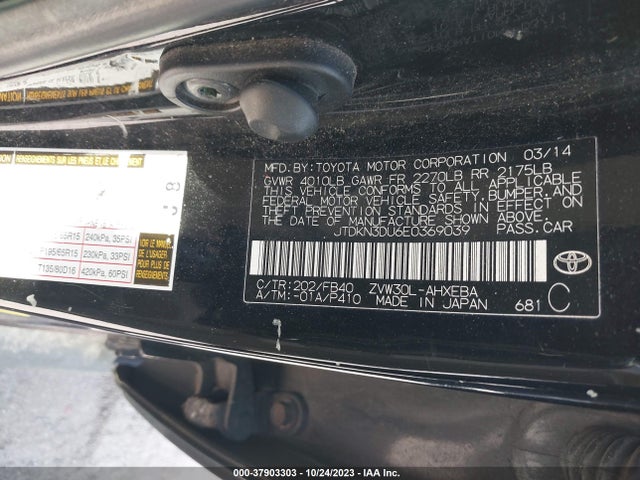 Toyota Prius Four/five/three/one/two 2014 JTDKN3DU6E0369039 Image 9