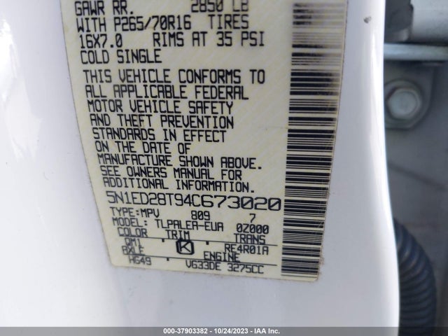 2004 NISSAN XTERRA 5N1ED28T94C673020 Photo 8