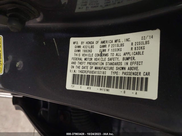 Honda Accord Ex-l 2014 1HGCR2F8XEA150180 Image 9