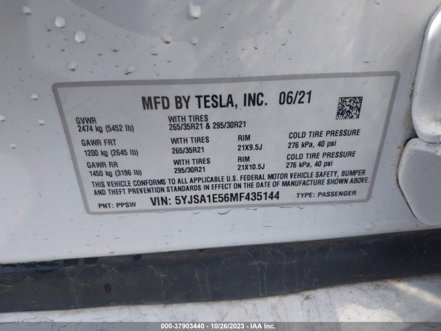 Tesla Model S Long Range 2021 5YJSA1E56MF435144 Image 9