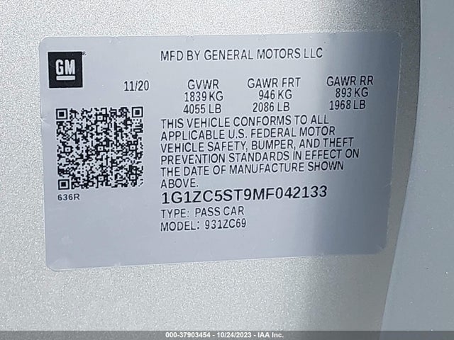 Chevrolet MALIBU LS 2021 1G1ZC5ST9MF042133 Image 9
