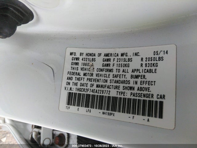 Honda ACCORD EX 2014 1HGCR2F74EA229772 Image 9