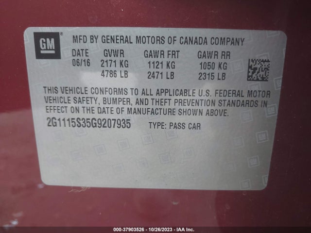 Chevrolet Impala 2lt 2016 2G1115S35G9207935 Image 9