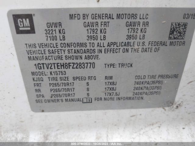 1GTV2TEH8FZ283770 GMC SIERRA 1500