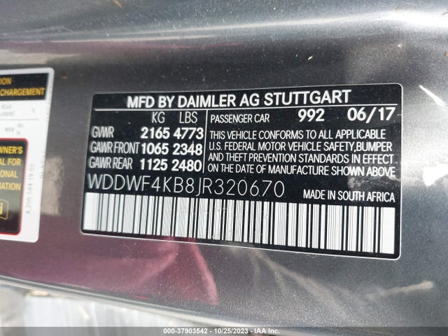 WDDWF4KB8JR320670 Mercedes-Benz C-class C 300