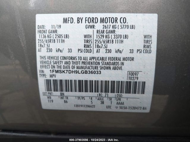 1FMSK7DH9LGB36033 Ford EXPLORER XLT