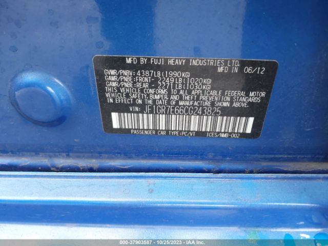 2012 SUBARU IMPREZA WAGON WRX JF1GR7E66CG243825 Photo 8
