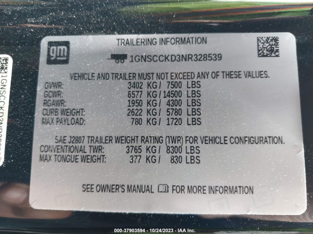 Chevrolet Suburban Lt 2022 1GNSCCKD3NR328539 Image 9