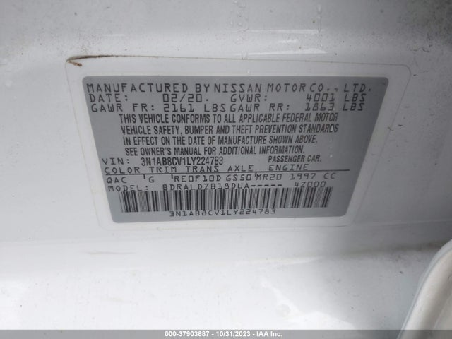 Nissan SENTRA SV 2020 3N1AB8CV1LY224783 Image 9