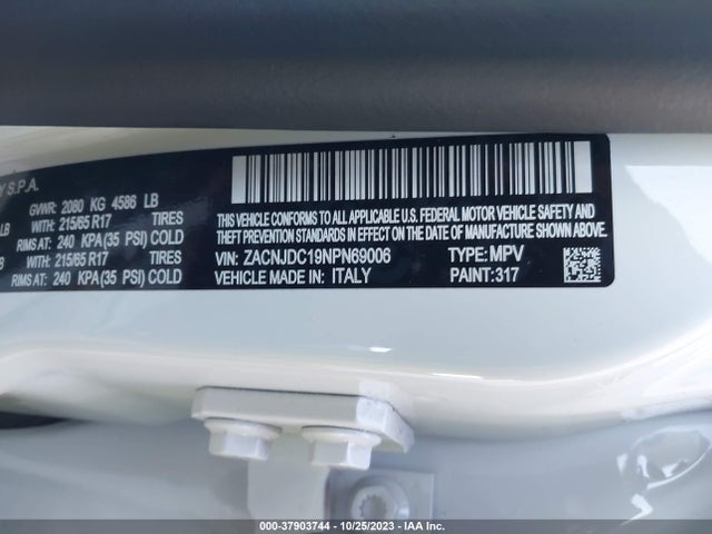 2022 JEEP RENEGADE TRAILHAWK 4X4 VIN: ZACNJDC19NPN69006
