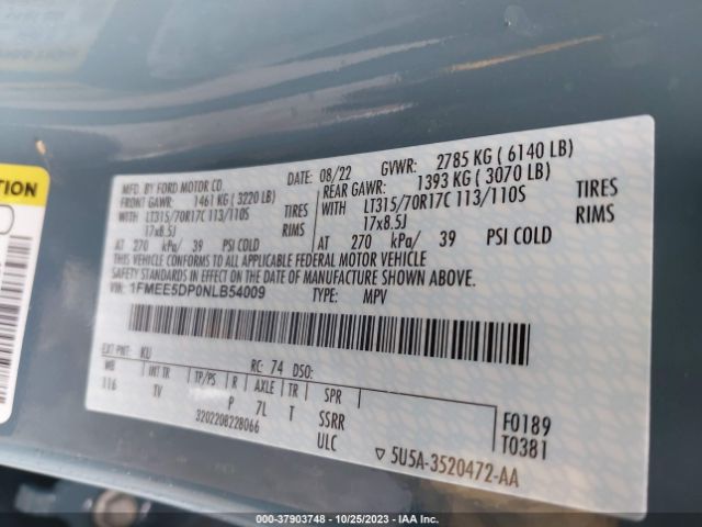 1FMEE5DP0NLB54009 Ford Bronco Base/big Bend
