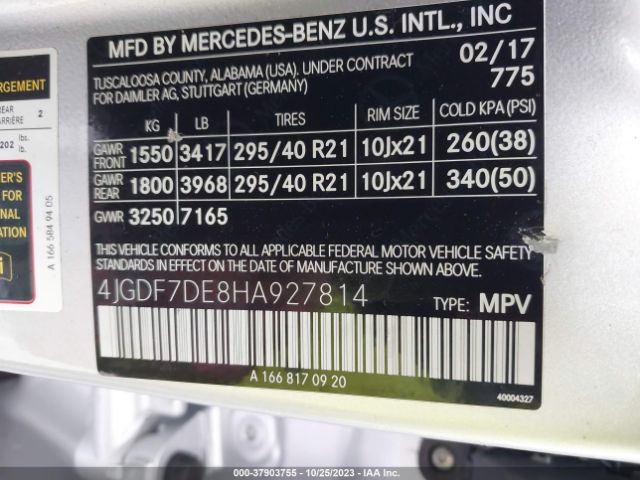 2017 MERCEDES-BENZ GLS 550 4JGDF7DE8HA927814 Photo 8
