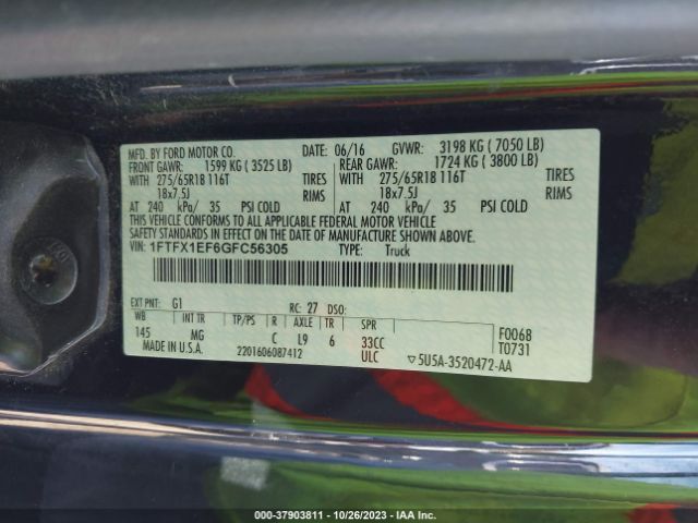 1FTFX1EF6GFC56305 Ford F-150 Xlt/xl/lariat