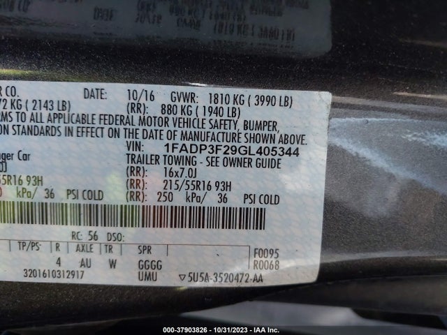 1FADP3F29GL405344 Ford FOCUS SE