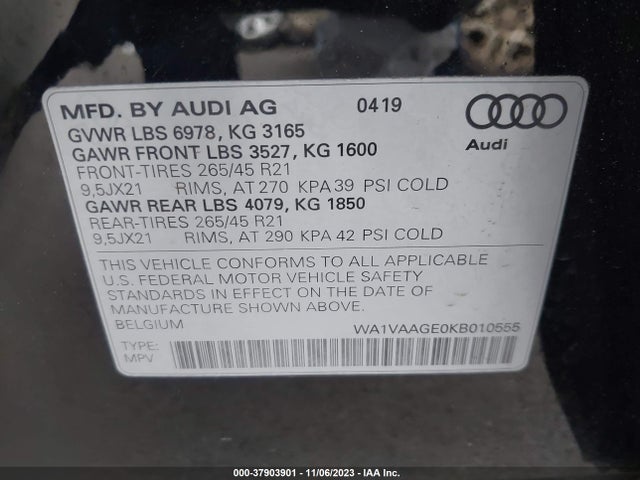 WA1VAAGE0KB010555 Audi E-tron Premium Plus