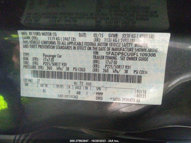 1FADP5CU0FL109306 Ford C-max Energi Sel