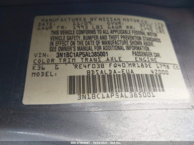2010 NISSAN VERSA 1.8 S VIN: 3N1BC1AP5AL385001