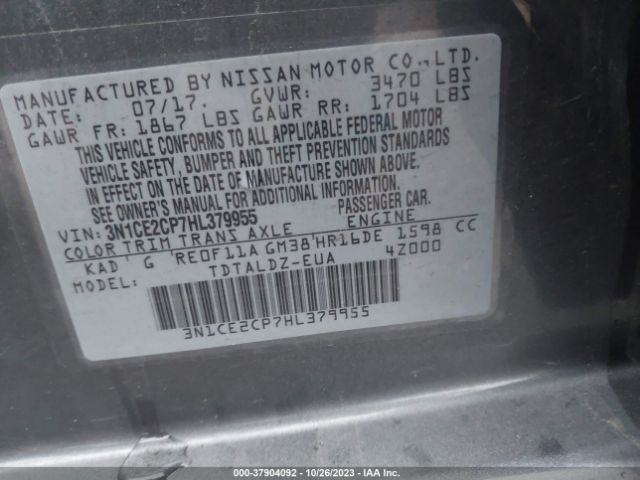 3N1CE2CP7HL379955 Nissan Versa Note Sv