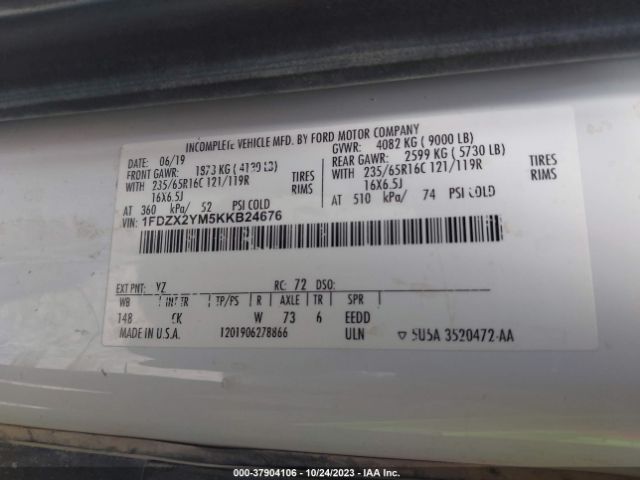 1FDZX2YM5KKB24676 Ford Transit Passenger Wagon Xl/xlt