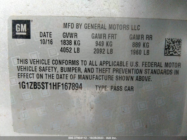 Chevrolet MALIBU LS 2017 1G1ZB5ST1HF167894 Image 9