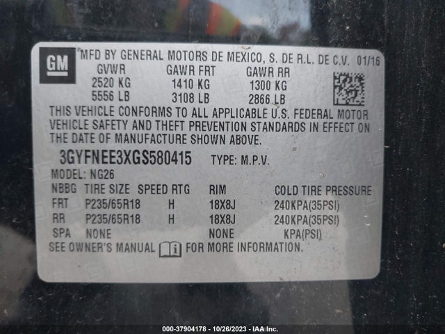 3GYFNEE3XGS580415 Cadillac Srx Luxury Collection