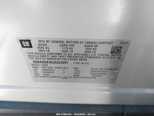 Chevrolet Equinox L 2018 2GNAXGEV9J6224297 Image 9