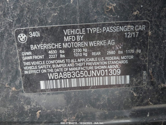 WBA8B3G50JNV01309 BMW 340i