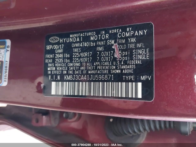 Hyundai TUCSON SEL 2018 KM8J3CA41JU596871 Image 9