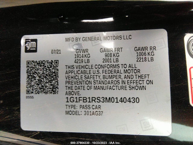 Chevrolet Camaro 1lt 2021 1G1FB1RS3M0140430 Image 9