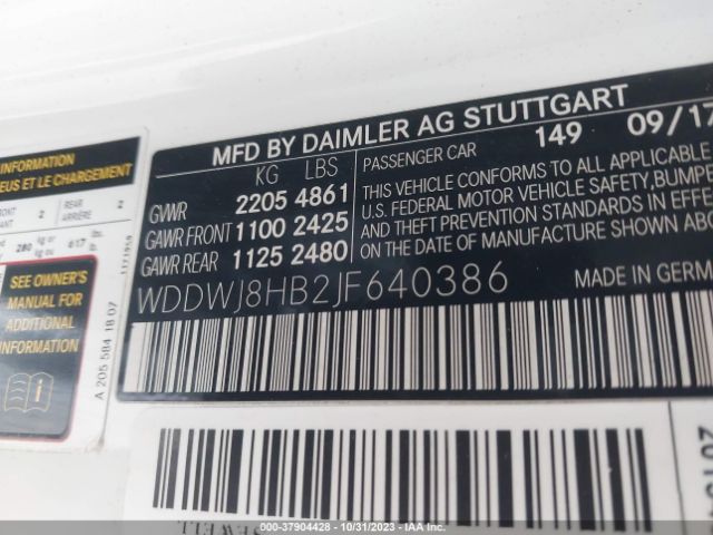 WDDWJ8HB2JF640386 Mercedes-Benz C-class Amg C 63 S