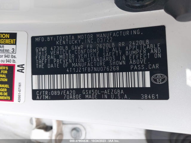 Toyota AVALON XLE 2022 4T1JZ1FB7NU076268 Image 9