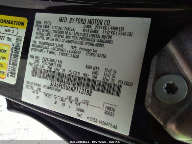 3FA6P0SU6KR113188 Ford Fusion Energi Titanium