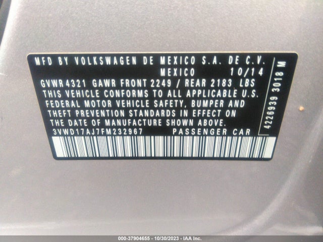 3VWD17AJ7FM232967 Volkswagen Jetta Sedan 1.8t Se