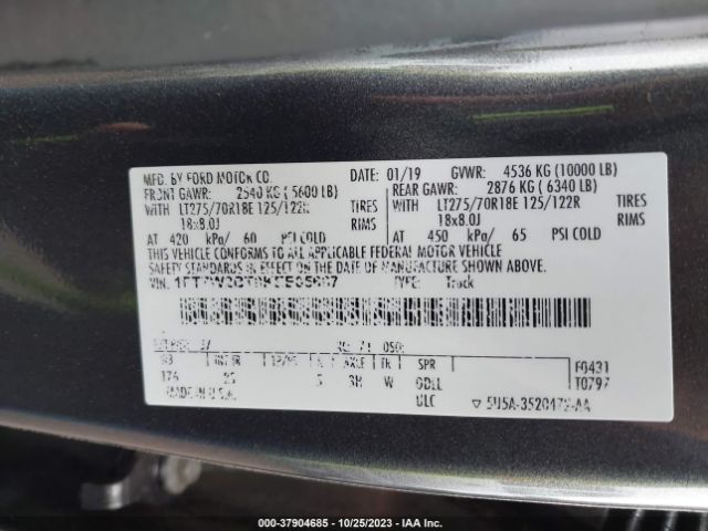 1FT7W2BT0KEE05667 Ford Super Duty F-250 Srw Xl/xlt/lariat